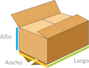 Caja plegable cartón ondulado, 2 paredes, dimensiones interiores